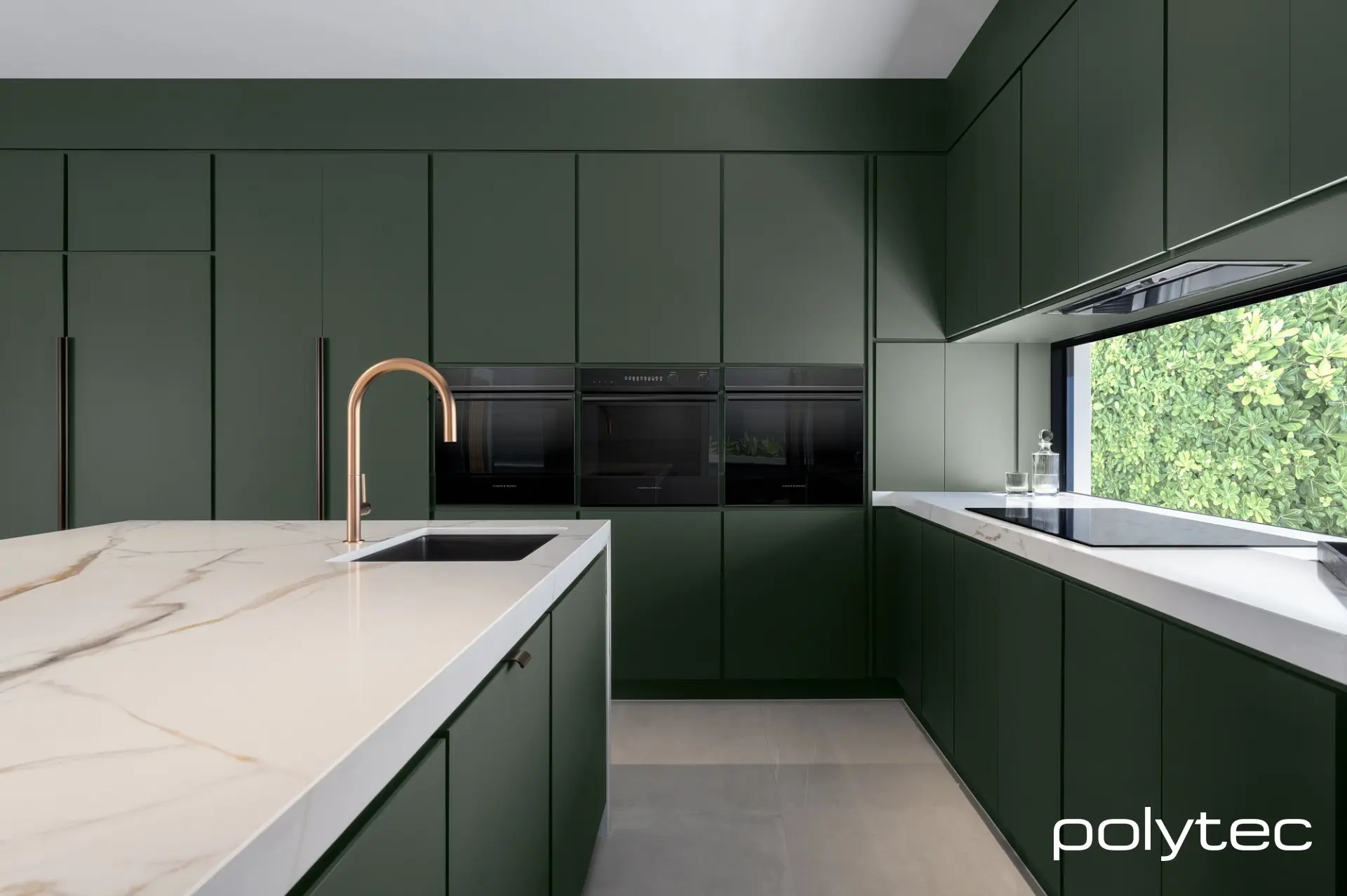 Custom kitchen featuring Polytec Ansa Botanic joinery